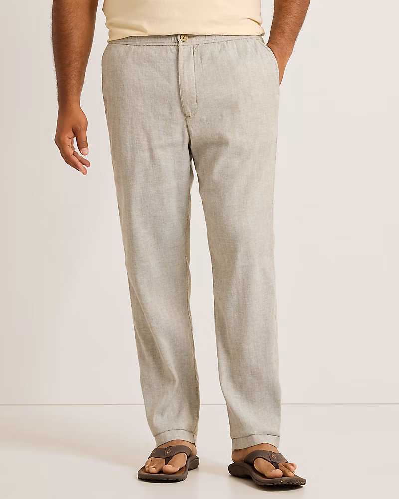 Image of Beach Coast Stretch-Linen E-Waist Pants