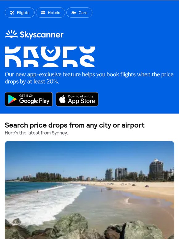 Your weekly price drops, from $134 ✈️ 📉