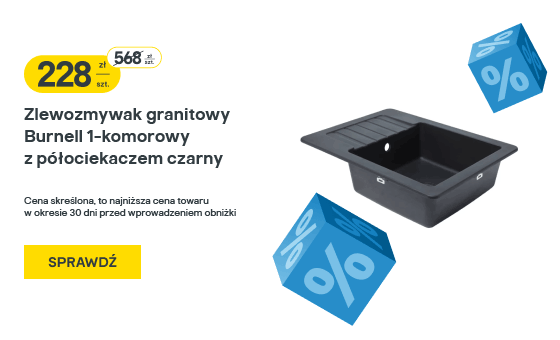 Zlewozmywak granitowy Burnell 1-komorowy z półociekaczem czarny