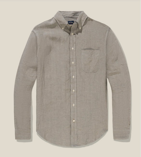 A product shot of a Bills Khakis Linen Shirt – Standard Fit - Heather Grey