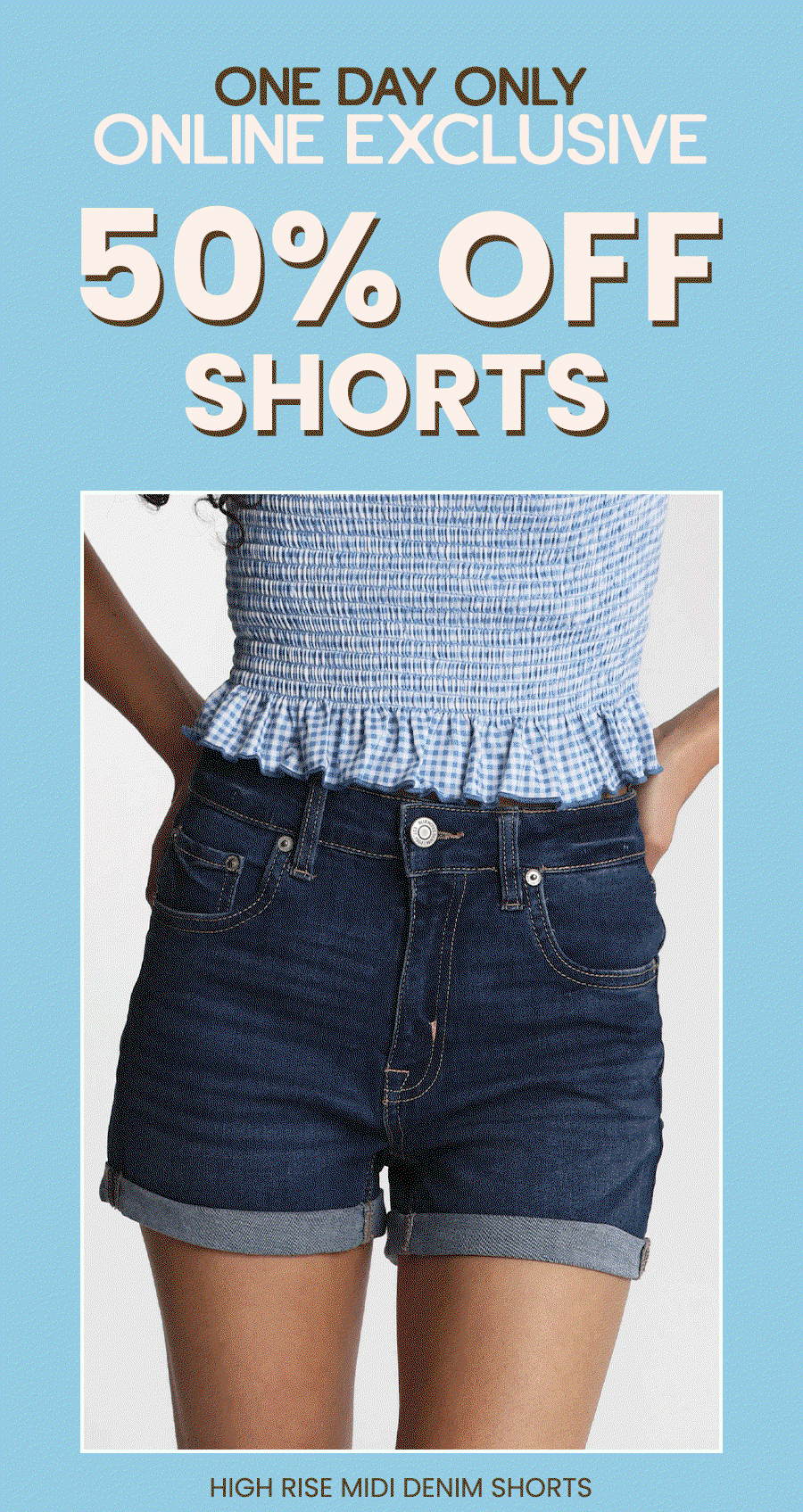 50% off shorts 