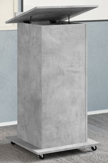 Lectern with Wheels & Drawer Concrete Grey 55x55x107 cm Engineered Wood