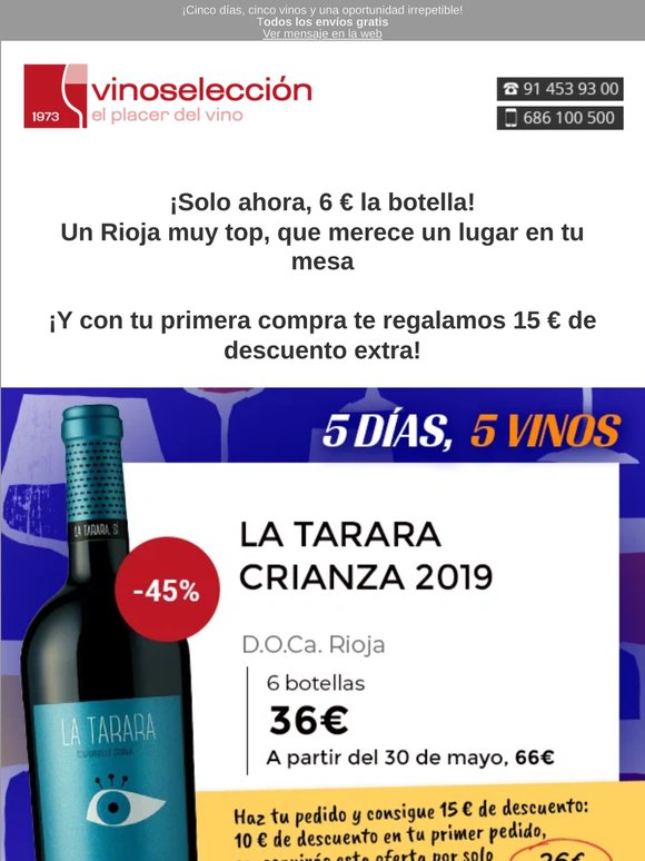 ¡Ahora, 6€ botella! Un Rioja Crianza de añada Excelente | La Tarara Crianza 2019