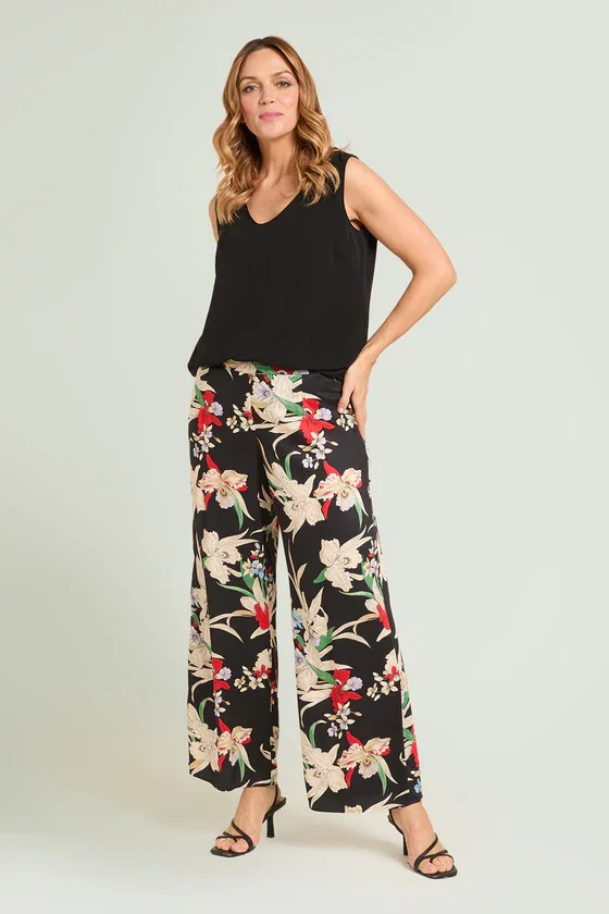 PANTALONI IN SATIN STAMPATO
