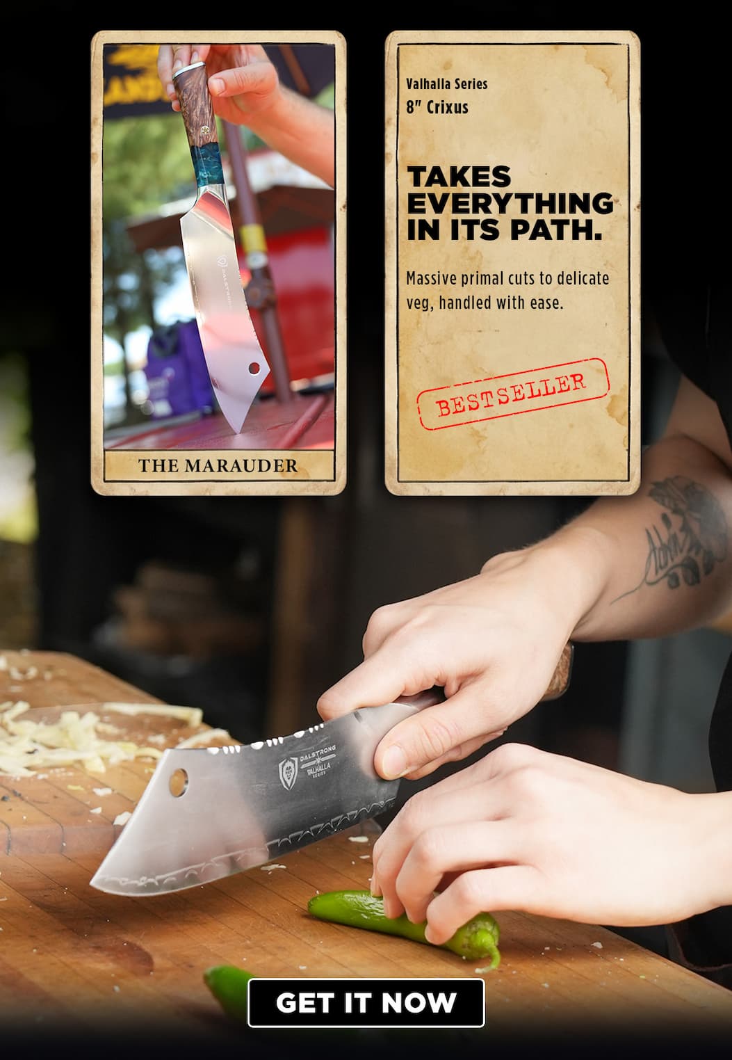 8" Crixus | Chef & Cleaver Hybrid | Valhalla Series