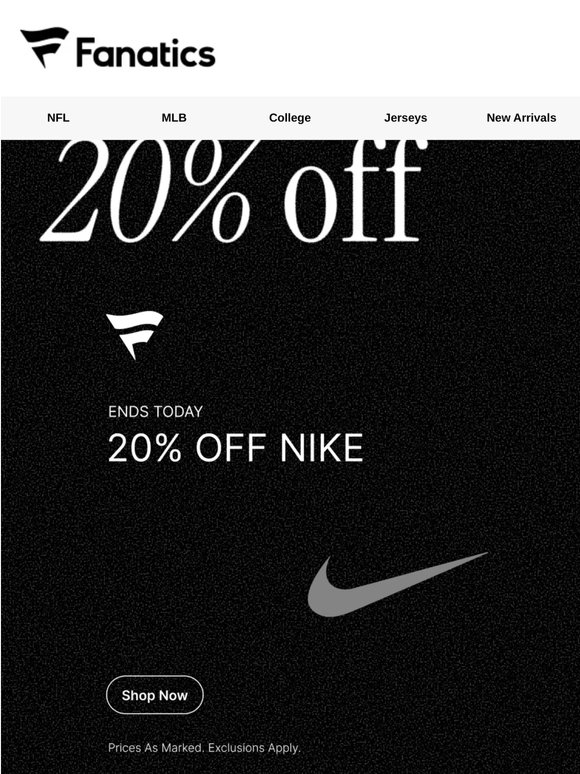 20% Off Nike Ends Today!