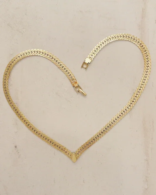 Image of Vintage Gold Toned V Shaped Necklace