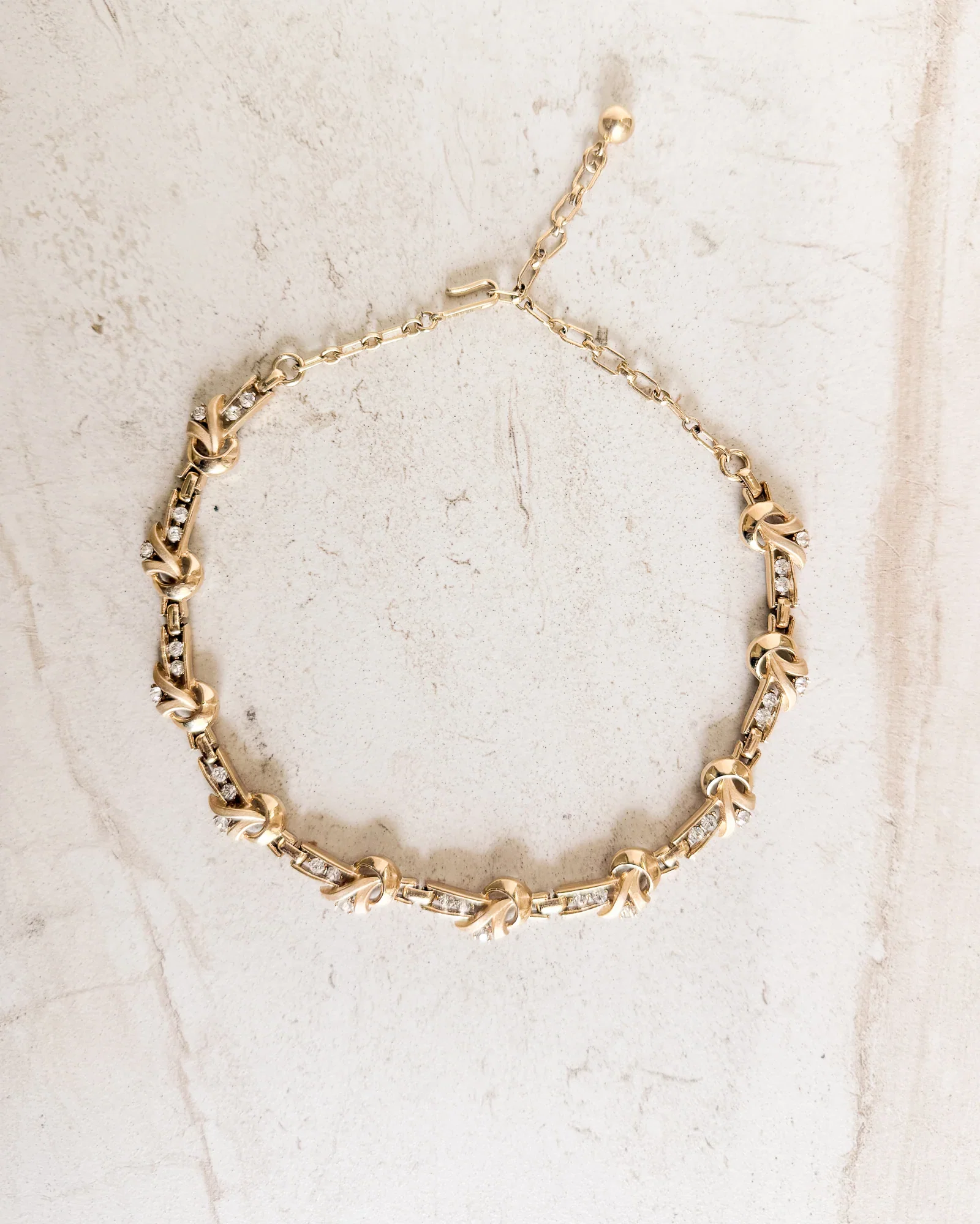 Image of Vintage Signed Clear Rhinestone gold-tone choker