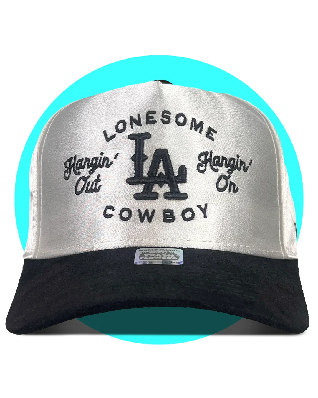 Image of Lonesome LA Cowboy 3D Embroidered Satin Suede Snapback Hat