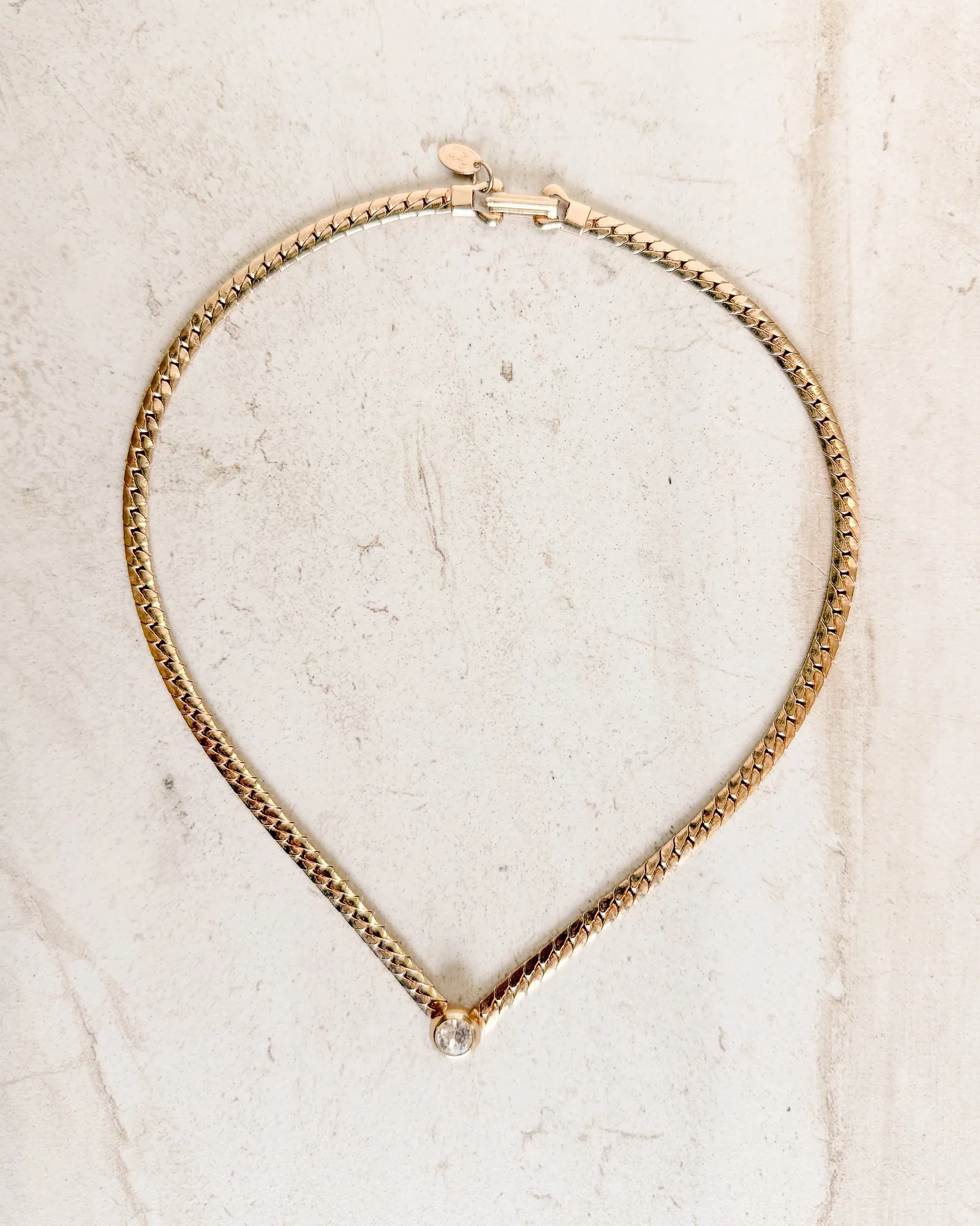 Image of Vintage Crystal Stud gold tone necklace