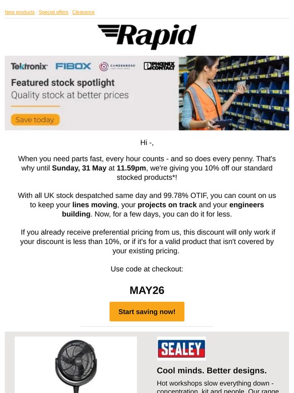 Next-day stock, now 10% cheaper