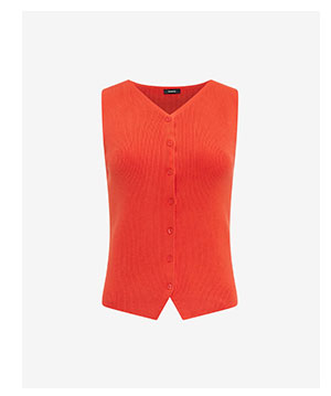 Fitted Ribbed V-Neck Button Front Sweater Vest