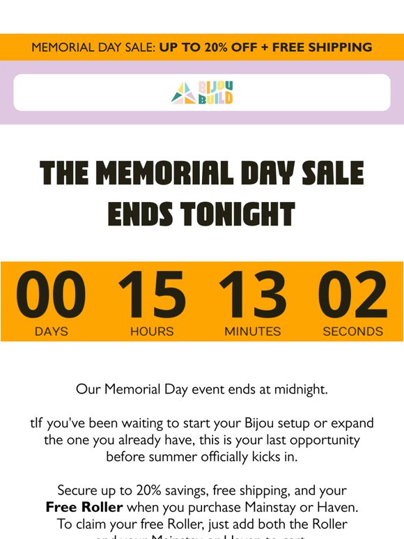 Up to 20% Off + Free Roller Ends Tonight
