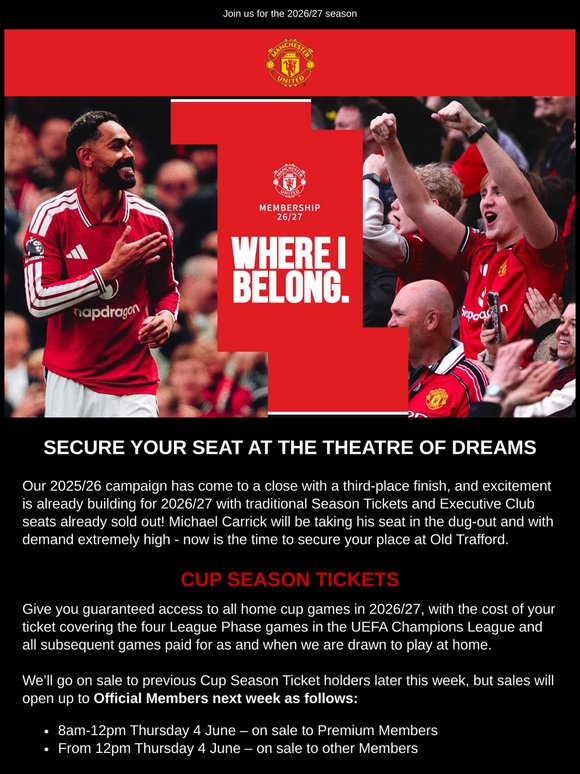 Be there for every Cup game next season - Become a Member!