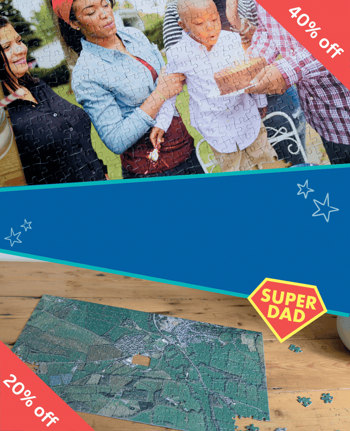 Father's Day Sale - Up to 40% Off Hometown Puzzles and 40% off Photo Puzzles!