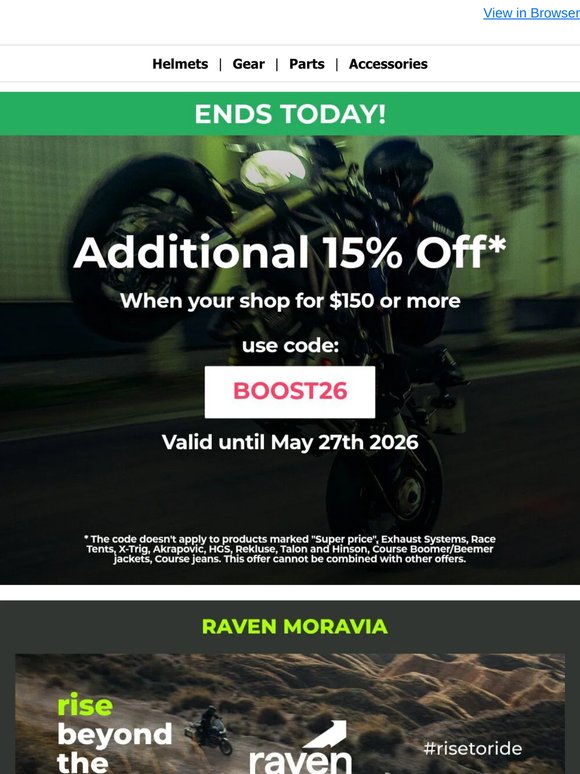 Ends today! Extra 15% off almost everything!