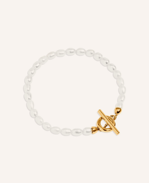 T-bar Pearl Bracelet (Gold)