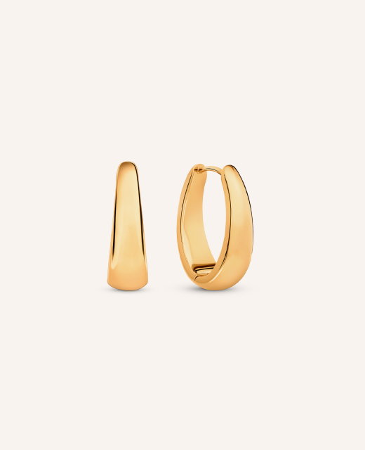 Oval Hoop Earrings (Gold)
