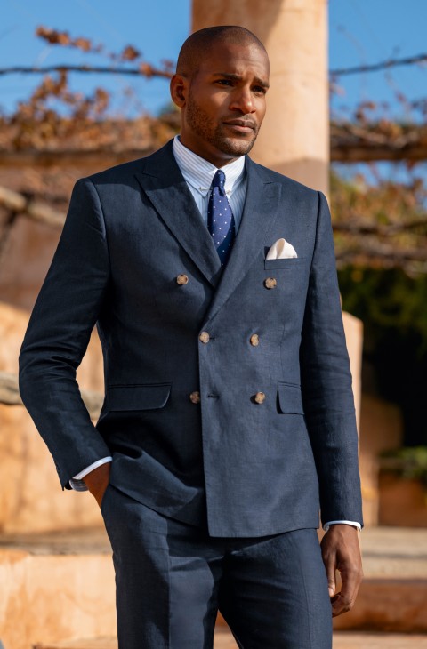 Men's Linen Double Breasted Jacket