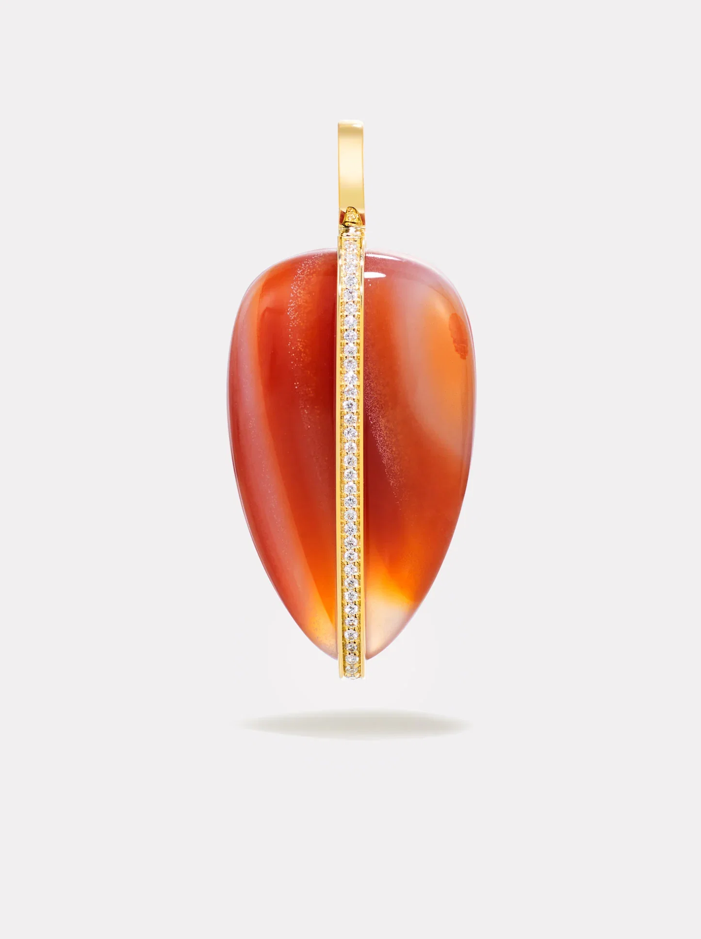Image of Large Diamond Pebble Pendant Red Carnelian