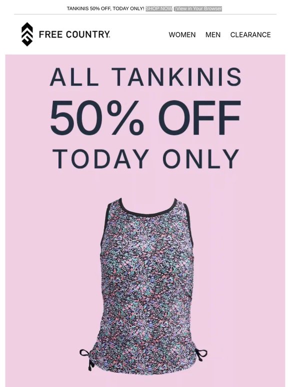 50% OFF All Tankinis Today Only!