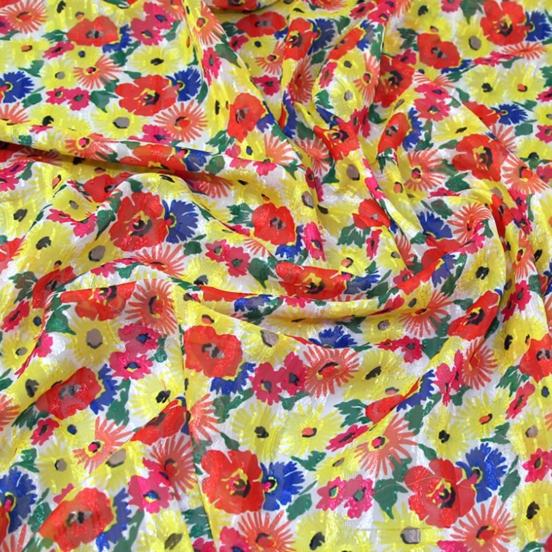 Deadstock Chiffon Dobby Fabric Red