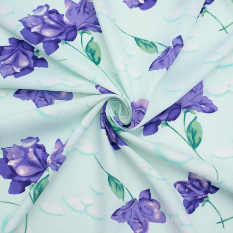Deadstock Viscose Challis Fabric Aqua