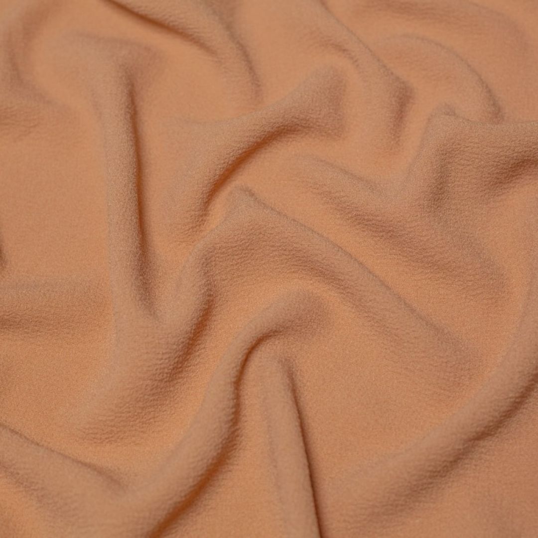 Deadstock Textured Stretch Woven Crepe Fabric Camel