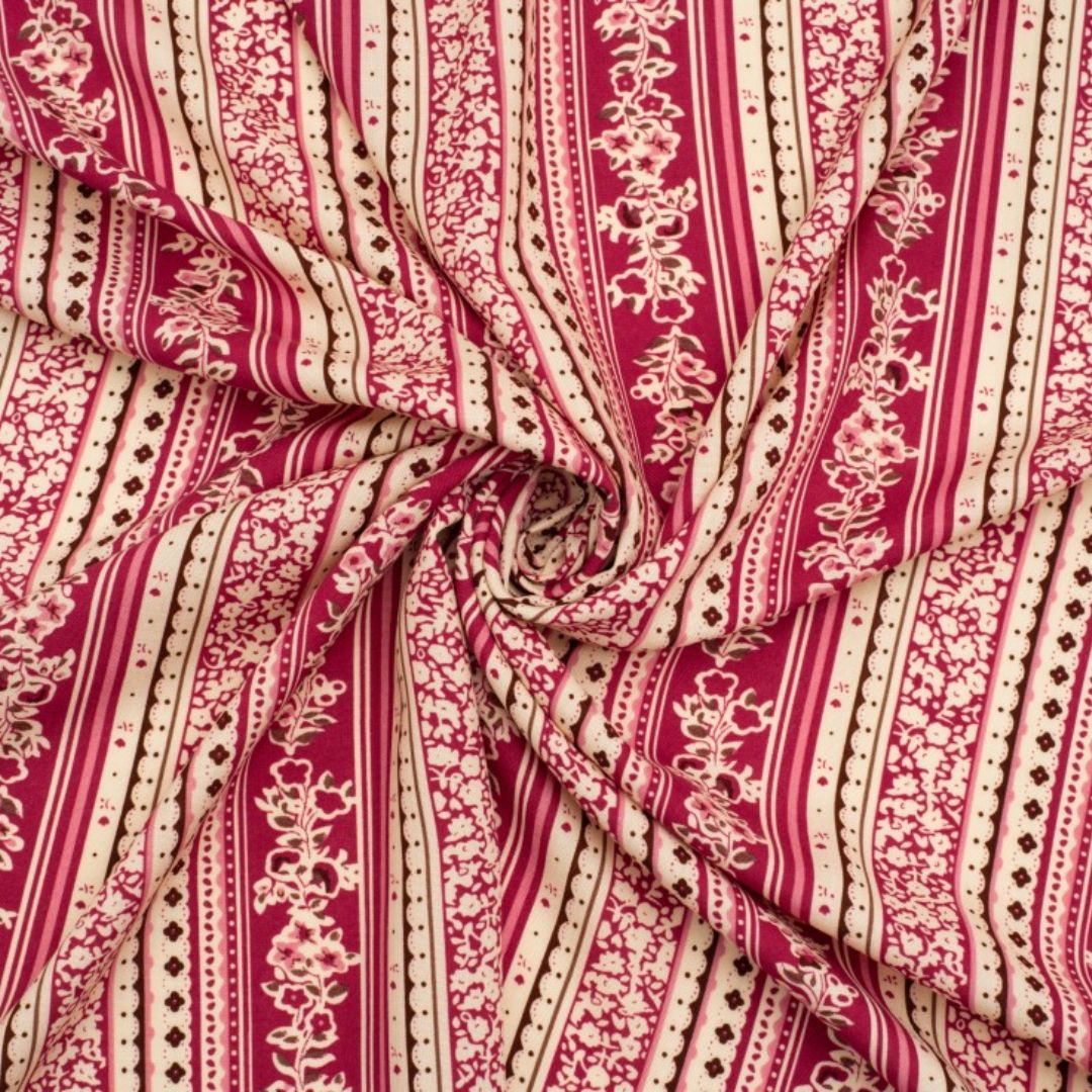 Deadstock Viscose Challis Fabric Ruby Pink