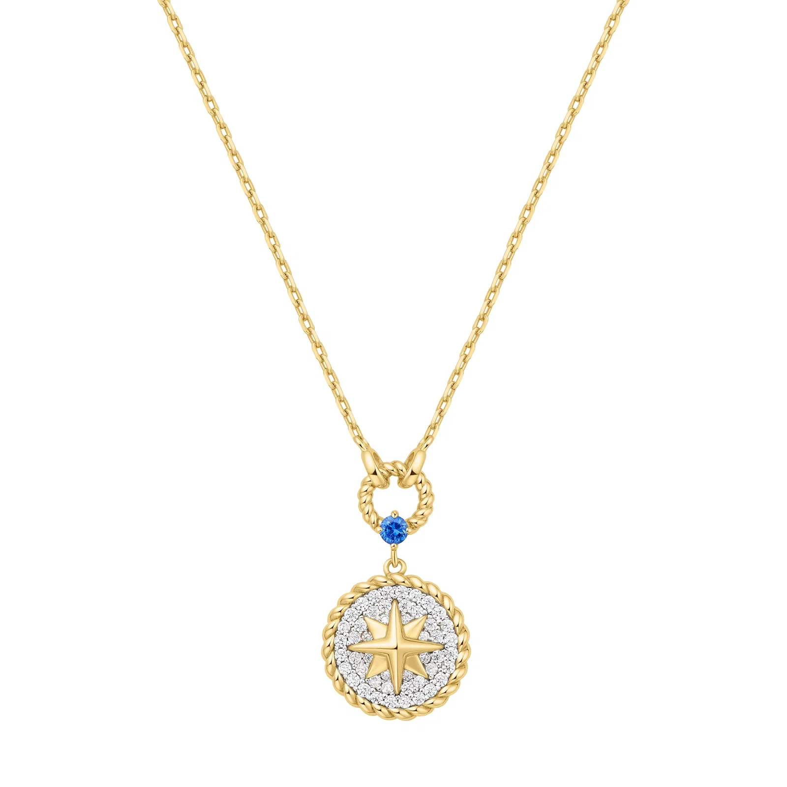Image of Two-Tone Eight-Pointed Star Signet Necklace