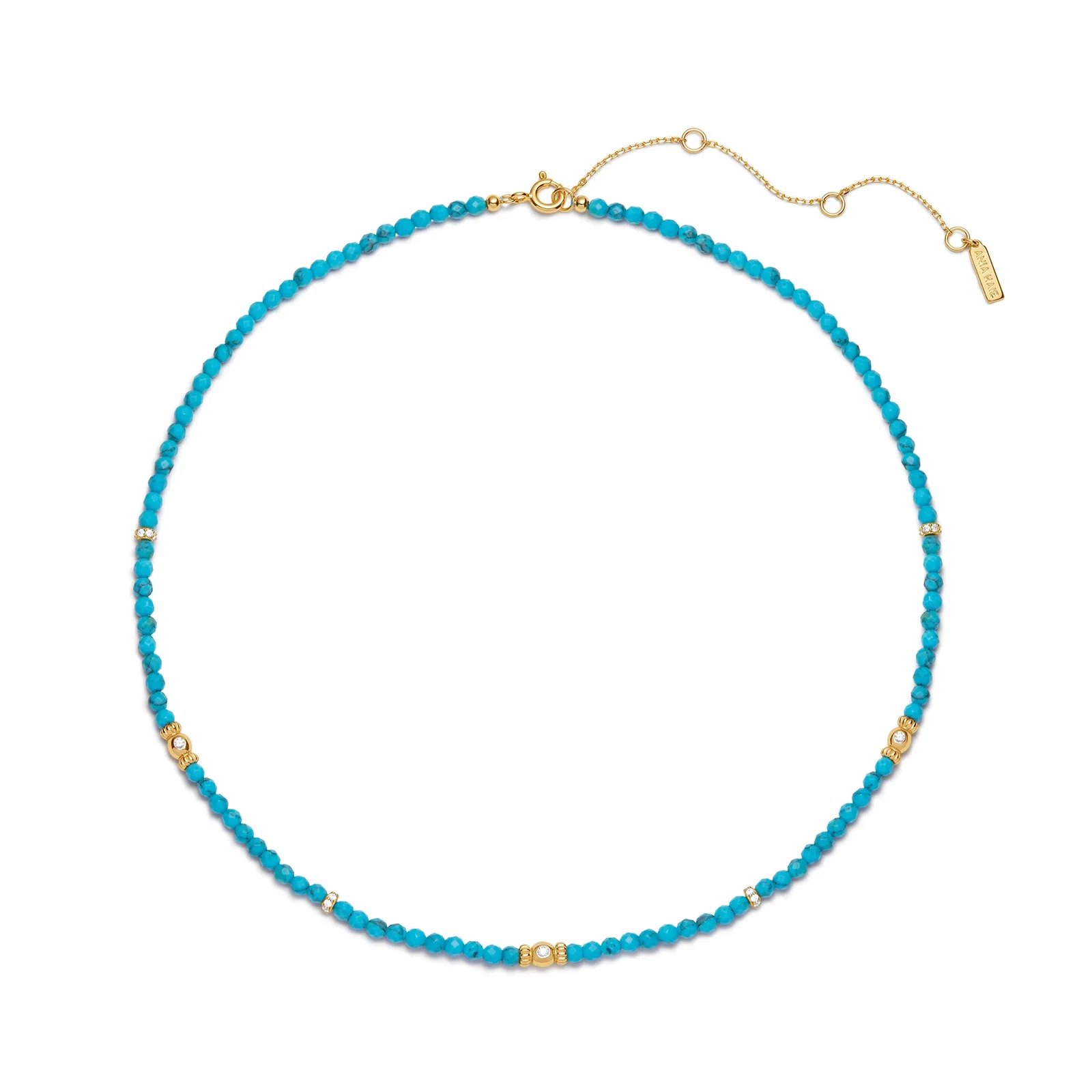 Image of Gold Lab-Created Turquoise Beaded Necklace