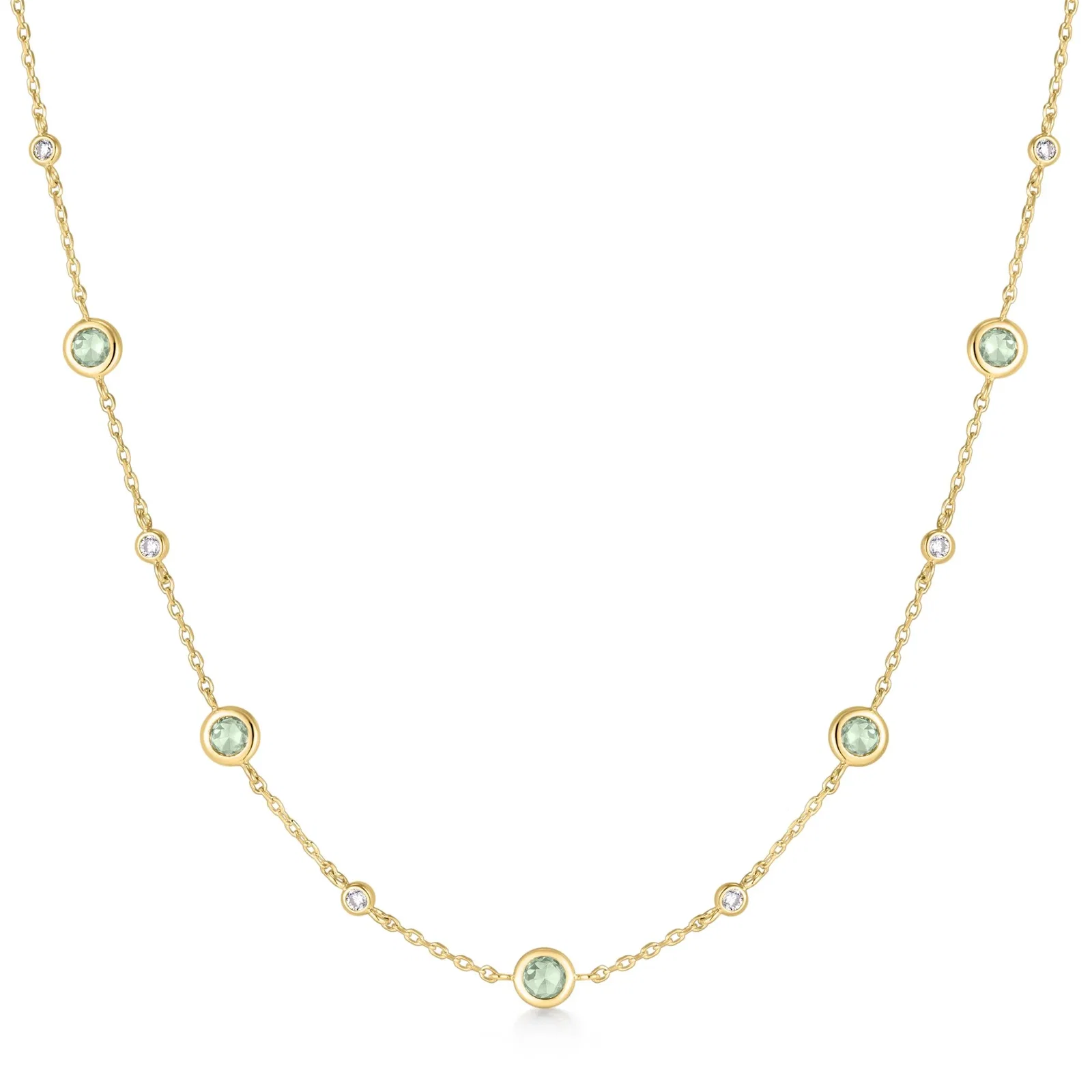 Image of Gold Mint Green Station Necklace