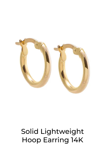 Solid Lightweight Hoop Earring 14K