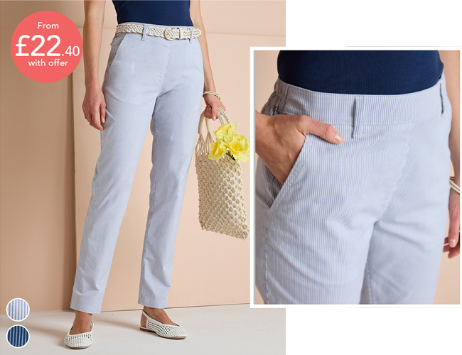 Stripe Cotton Chino Pull On Trousers - LT334