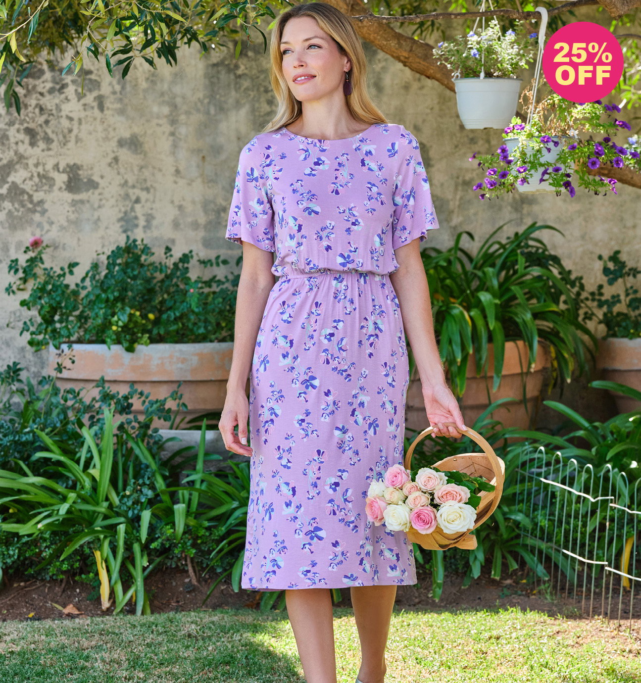 Angel Sleeve Fit And Flare Midi Dress