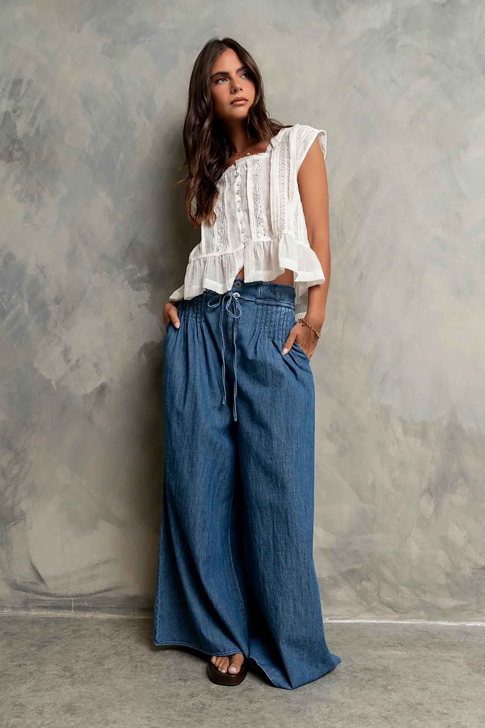 Image of Kinzley Oversized Lace Top in Off White