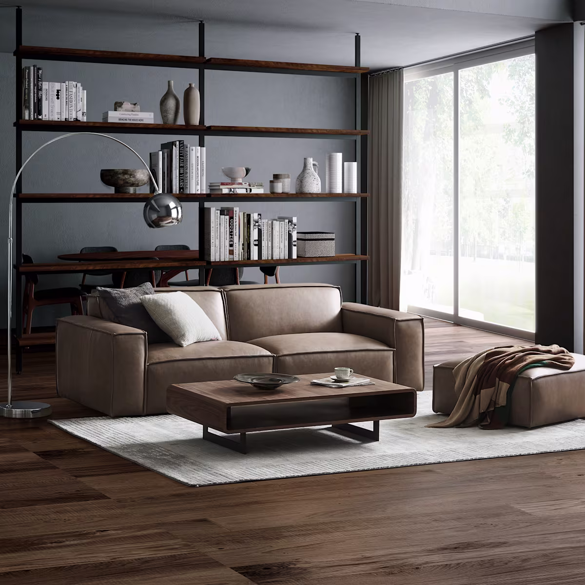 Image of Jonathan Leather Sofa with Ottoman
