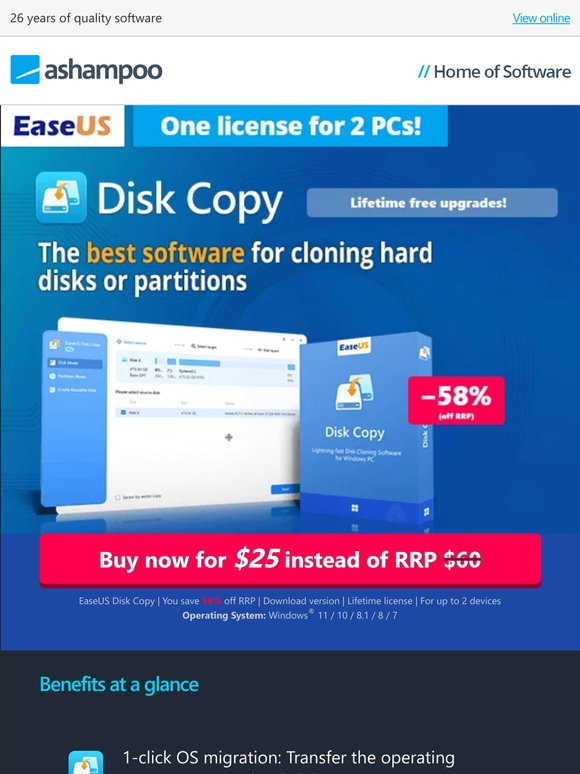 Only a few hours left: The best software for cloning hard disks or partitions - EaseUS Disk Copy