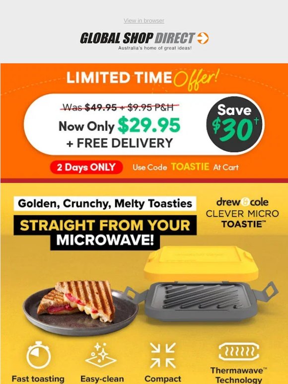 Save $30 on This Microwave Toastie Maker - 2 Days Only!
