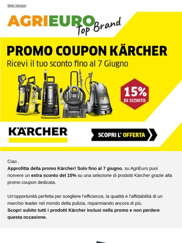 Approfitta della promo Kärcher: per te il 15% di sconto extra!