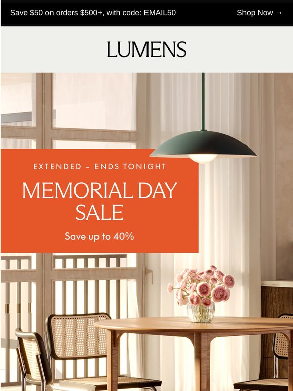 Ends Tonight: The Memorial Day Sale