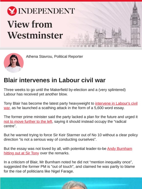 Blair intervenes in Labour civil war