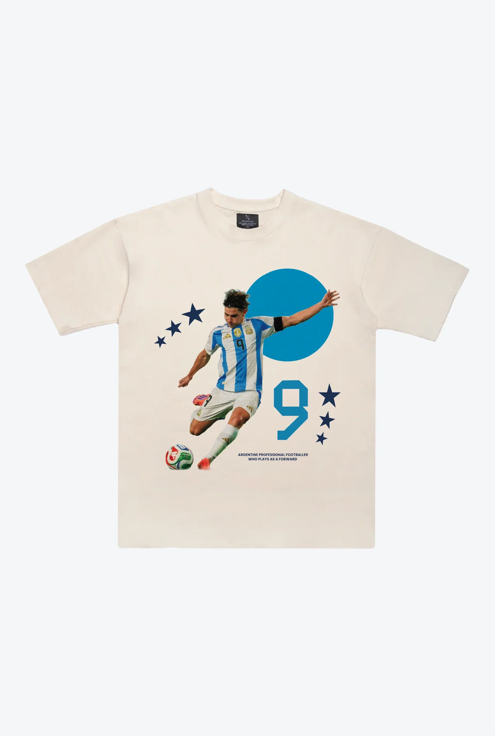 Image of Argentina Julian Alvarez Heavyweight T-Shirt - Ivory