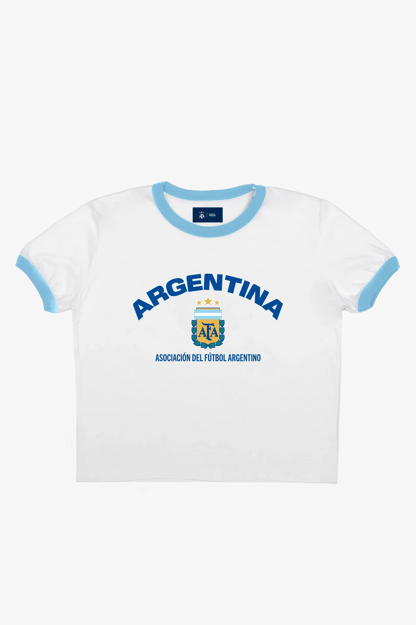 Image of Argentina Cropped Ringer T-Shirt - White