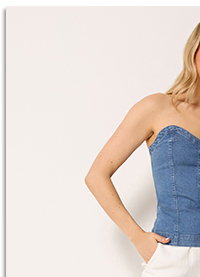 Mid Blue Denim Bandeau Top