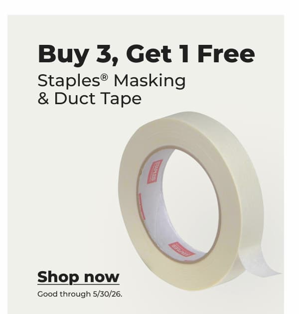 Buy 3, Get 1 Free Staples® Masking & Duct Tape (Good through 5/30/26) - Shop now