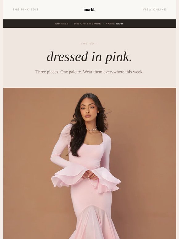 dressed in pink.