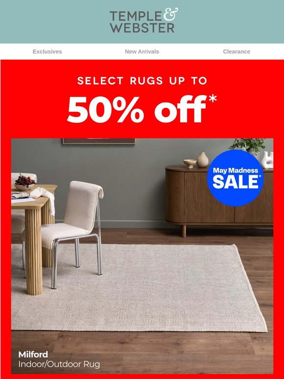 Cold feet? Shop rugs up to 50% off 🥶