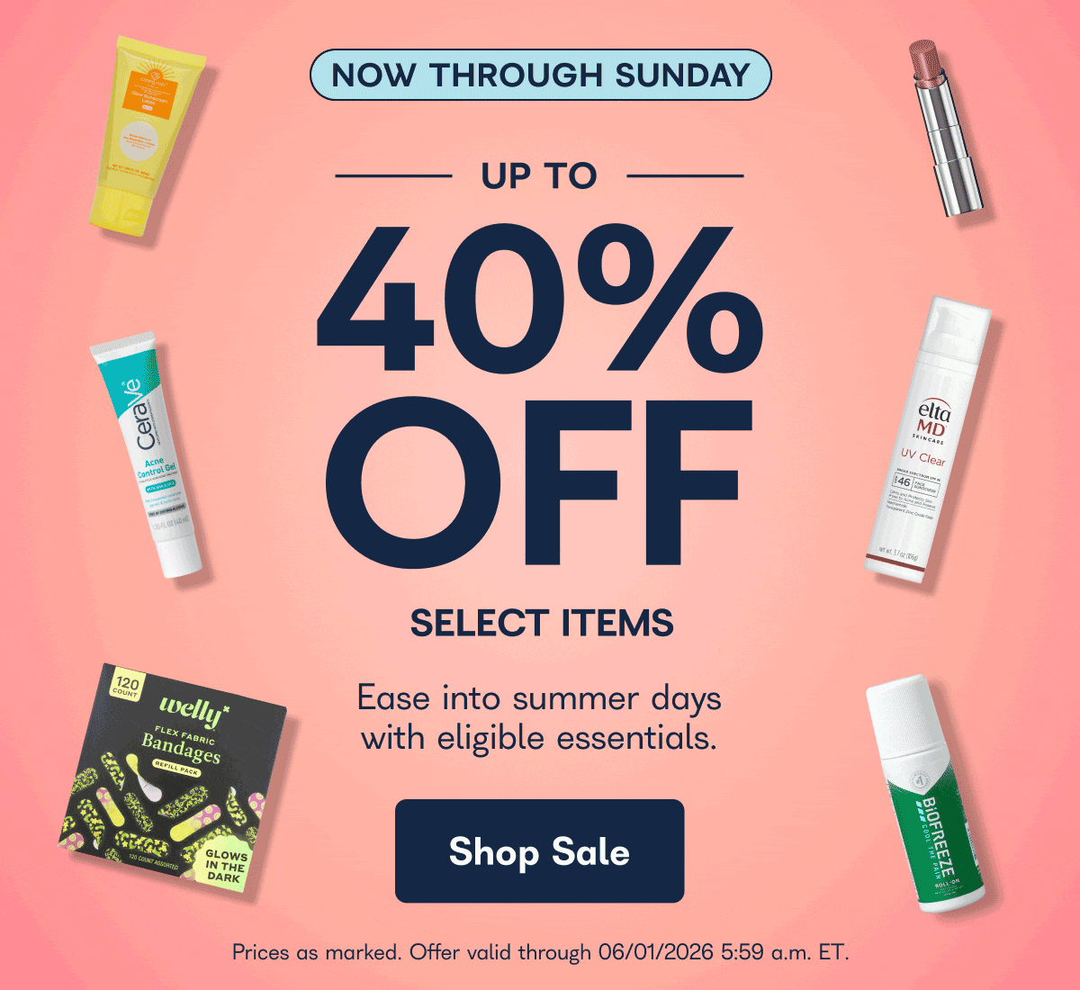 NOW THROUGH SUNDAY UP TO 40% OFF SELECT ITEMS