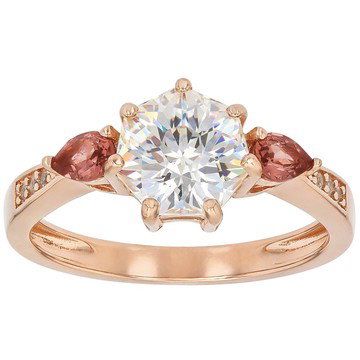 Heptagon Cut Strontium Titanate 18k Rose Gold Over Sterling Silver Ring 2.94ctw